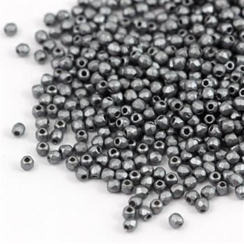 Fire Polish 2mm Alabaster Pastel Light Grey [80szt]