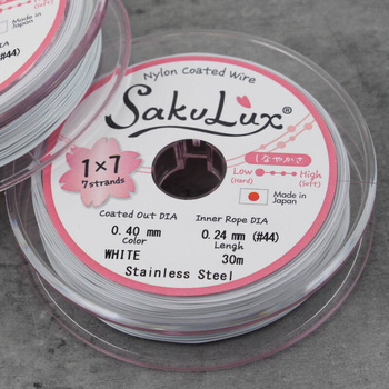 Japońska linka stalowa jubilerska SakuLux 7-splotowa White 0,40mm [szpula 30m]