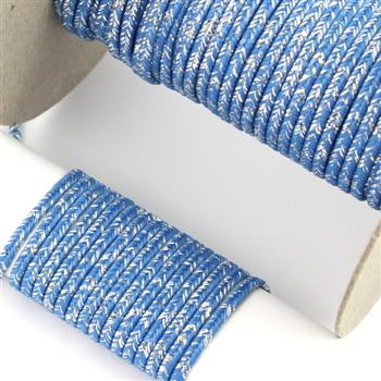 Sznurek sutasz POLSKI 3mm niebieski + srebrny [1metr]