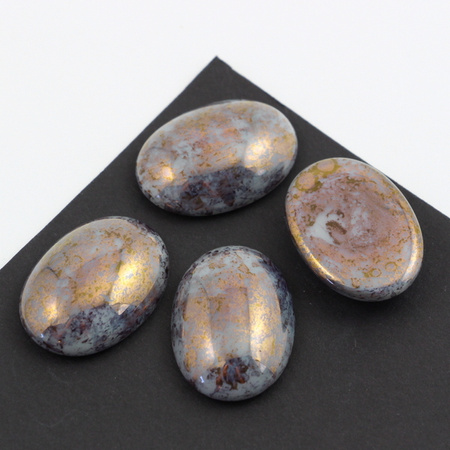 Kaboszon szklany Coral Grey - Luster - Opaque Topaz/Pink owal 25x18mm