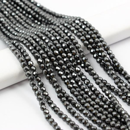 Hematyt grafitowy kula fasetowana 4mm [sznur 39cm]