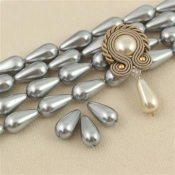 Preciosa Nacre Pear Light Grey 15x8mm [2szt]