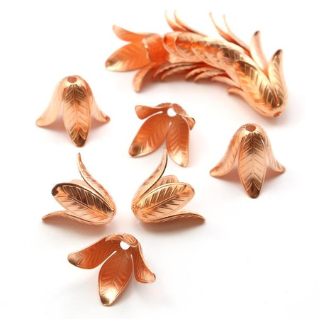 Czapeczka ozdobna tulipan różowe złoto 18mm