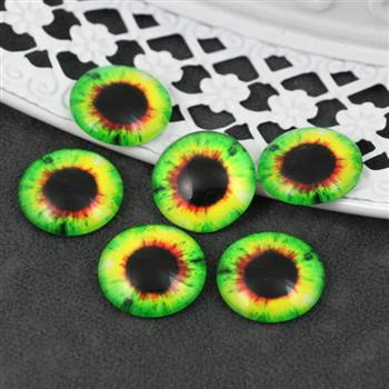 Kaboszon szklany z grafiką oko moneta kolorowa 20mm