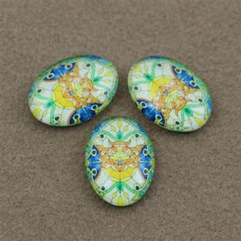 Kaboszon szklany z grafiką owal 18x13mm