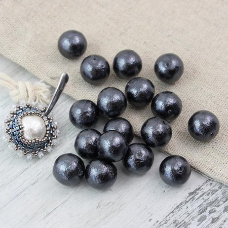 Miyuki Cotton Pearls Black kula 12mm
