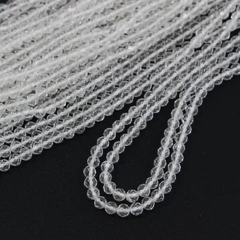 Kryształ górski kula fasetowana 4mm [sznur 39cm]