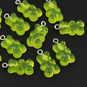 Miś żelek akrylowy zielony 17x11mm