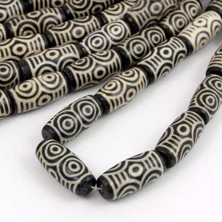 Agat tybetański etno oliwka 30x14mm