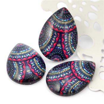 Kaboszon szklany z grafiką mozaika łezka 25x18mm