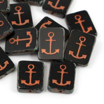 Anchor Beads Jet Travertin Copper 15x12mm