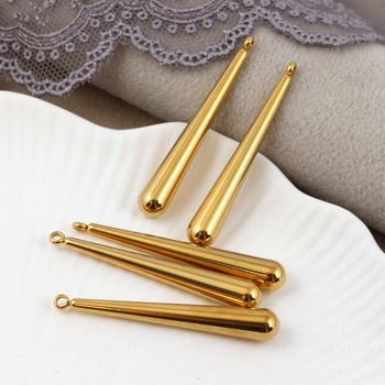 Zawieszka kropla stal szlachetna pozłacana 40x6mm