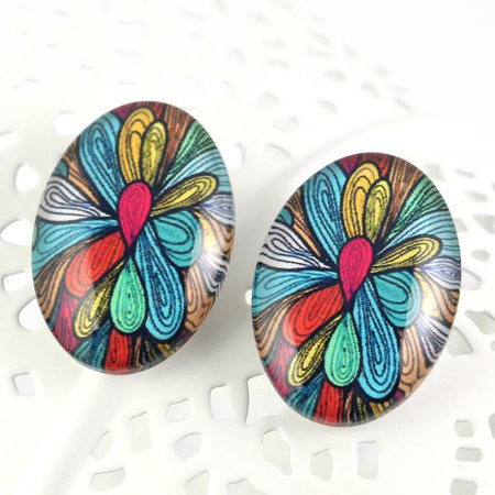 Kaboszon szklany z grafiką owal 25x18mm