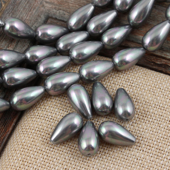 Perła seashell kropla stalowa 18x10mm