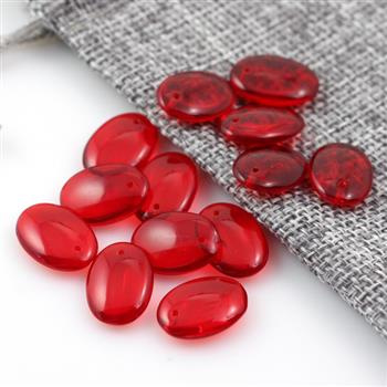 Szklany owal czerwony 16x11mm [6szt]