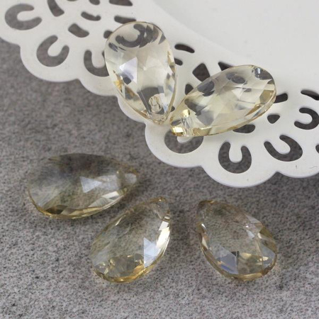 Kryształek szklany łezka fasetowana ivory 22x13mm