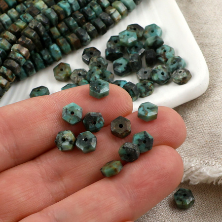 Turkus afrykański dysk sześciokątny fasetowany 6x3,5mm