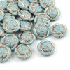Rose Beads Opaque Turquoise Matte Light Pink Patina 16mm [1szt]
