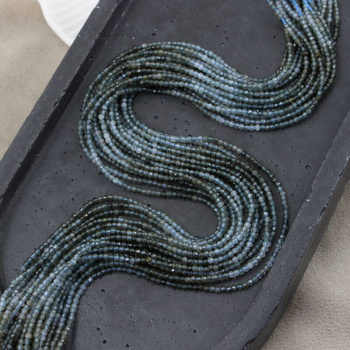 Turmalin niebieski kula fasetowana 2mm [sznur 39cm]