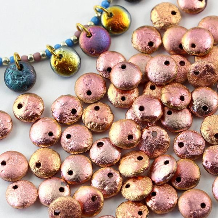 Lentil Beads Jet Etched Full Caprise Rose 8mm [20szt]