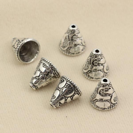 Metalowa czapeczka ozdobny stożek srebrny 13x12mm
