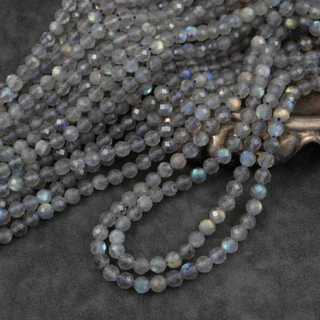 Labradoryt kula fasetowana 4mm [sznur 39cm]