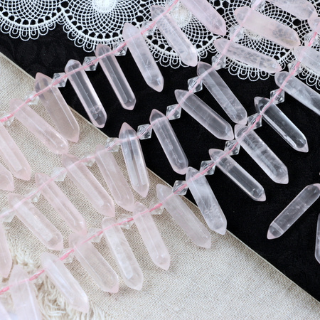 Kwarc różowy zawieszka grot 25x6mm