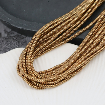 Hematyt złoty mini wałek 2x1mm [sznur 39cm]