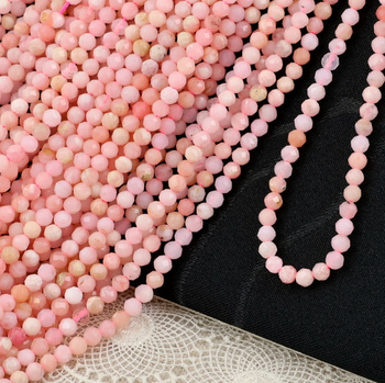 Opal różowy kula fasetowana 3mm [sznur 39cm]