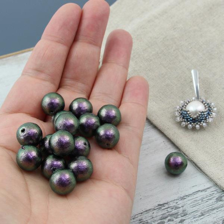 Miyuki Cotton Pearls Rich Green Black kula 12mm