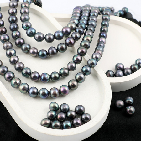 Perła słodkowodna fioletowo-zielona kula 9,5mm