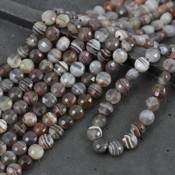 Agat botswana moneta fasetowana 6mm [sznur 39cm]