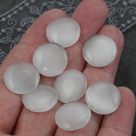 Kaboszon kocie oko okrągły biały 16mm