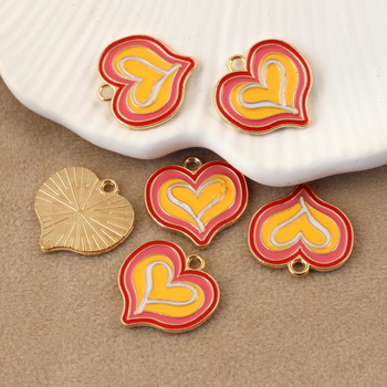 Zawieszka złota emaliowana kolorowe serce 20mm