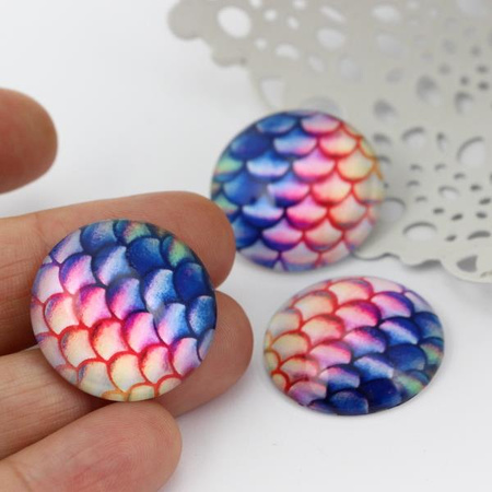 Kaboszon szklany z grafiką łuska węża moneta 25mm