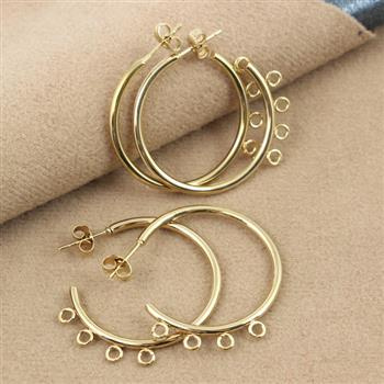 Baza kolczyka stal szlachetna bigle koła złote 30mm [para]