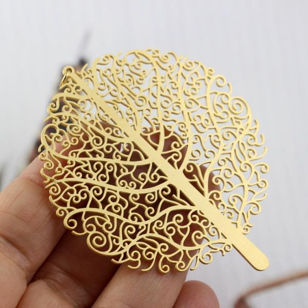 Zawieszka ażurowa drzewo stal szlachetna Gold 70x60mm