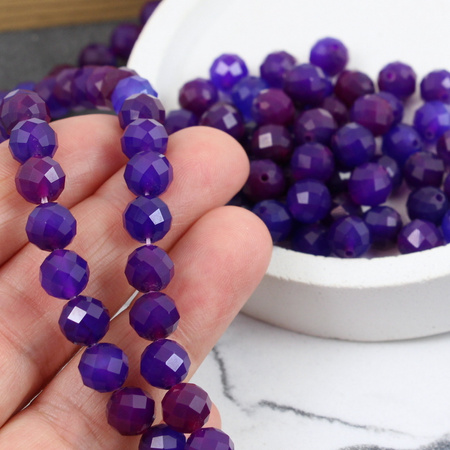 Agat brazylijski kula fasetowana fioletowa 8mm