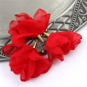 Szyfonowy kwiatek w tulejce czerwony 80mm