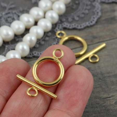 Zapięcie toggle złote stal szlachetna 16mm