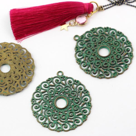 Metalowa zawieszka rozeta mosiądz patynowany 49mm