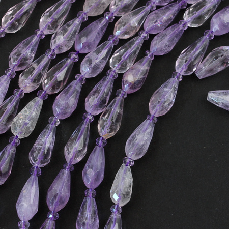 Ametyst kropla fasetowana 16x8mm