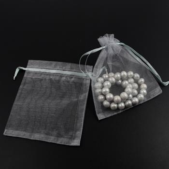 Woreczek z organzy szary 12x10cm