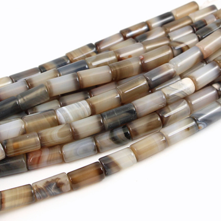 Agat szaro-brązowy wałek gładki 16x8mm