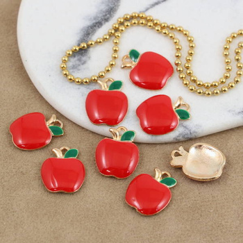 Zawieszka emaliowana jabłko 14x11mm