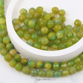 Agat brazylijski kula fasetowana limonkowa 8mm