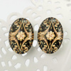 Kaboszon szklany z grafiką baroque owal 18x13mm