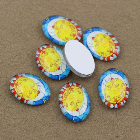 Kaboszon szklany z grafiką owal 18x13mm