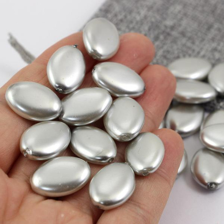 Koralik szklany velvet owal srebrny 20x14mm