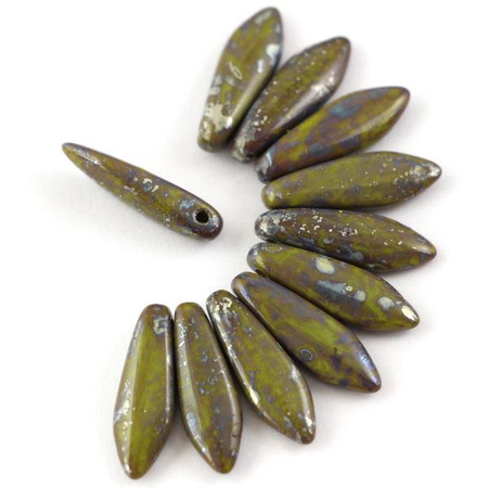 Dagger Opaque Green Picasso 5x16mm [6szt]